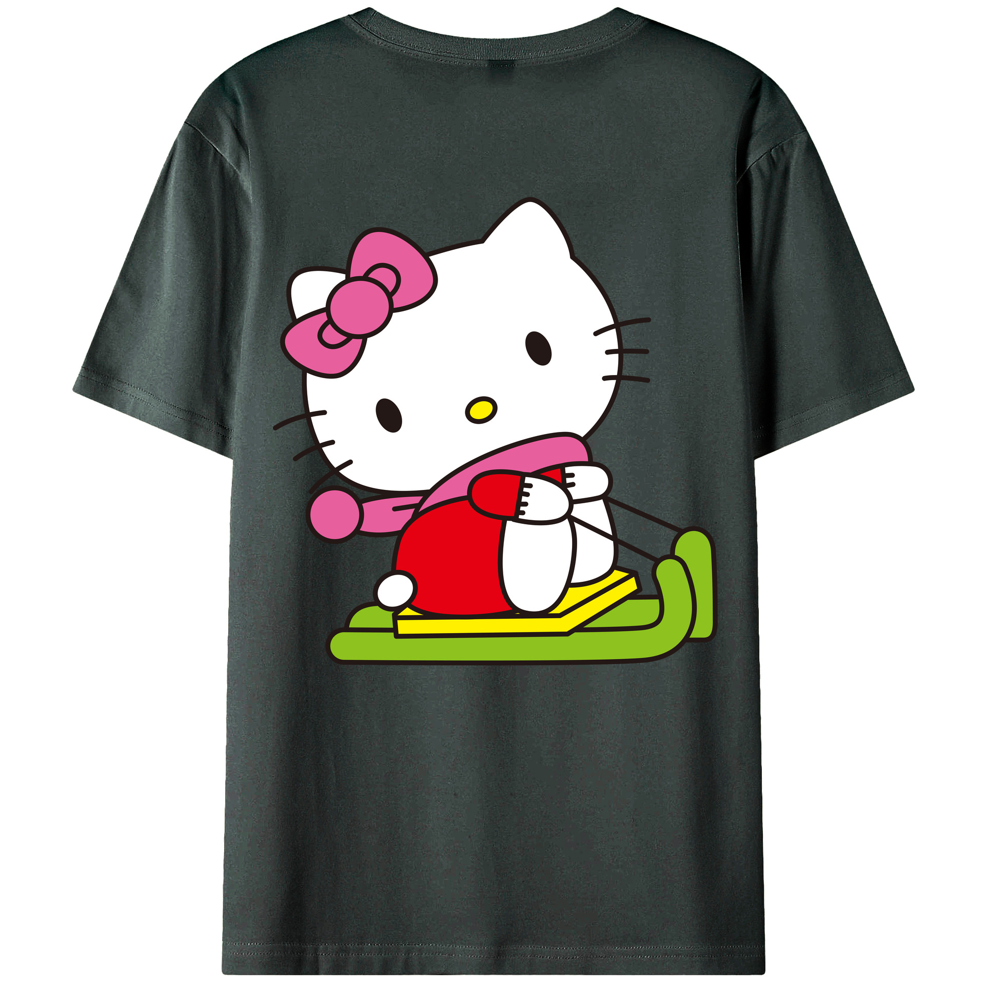 （画像用） Hello Kitty ハローキティ 綿100％ メンズ半袖Tシャツ（バックプリント） 通気性